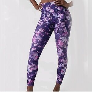 Athleta Salutation Stash Pocket printed Tight High Rise Purple Floral M